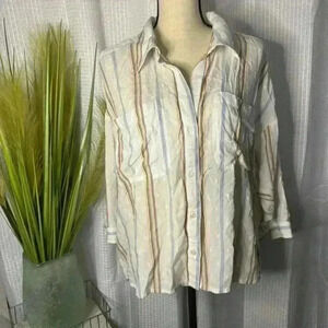 NWOT Kut From The Kloth Women’s XL 3/4 Sleeve Beach Hobo Stripe Top Lightweight